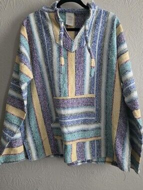 Vintage Coco Mexican Baja Hoodie "drug rug" XL